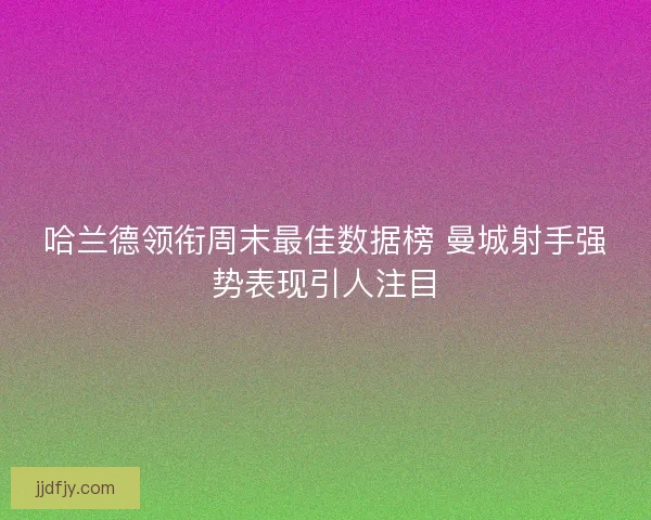 哈兰德领衔周末最佳数据榜 曼城射手强势表现引人注目